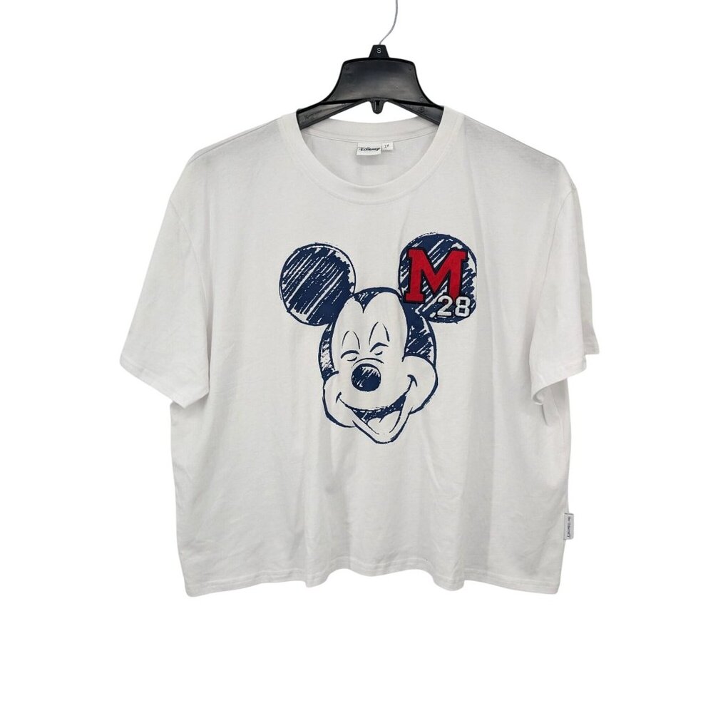 Disney Crop Top Women Size 2X Mickey Mouse 28 Sketch Embroidered Streetwear Y2K